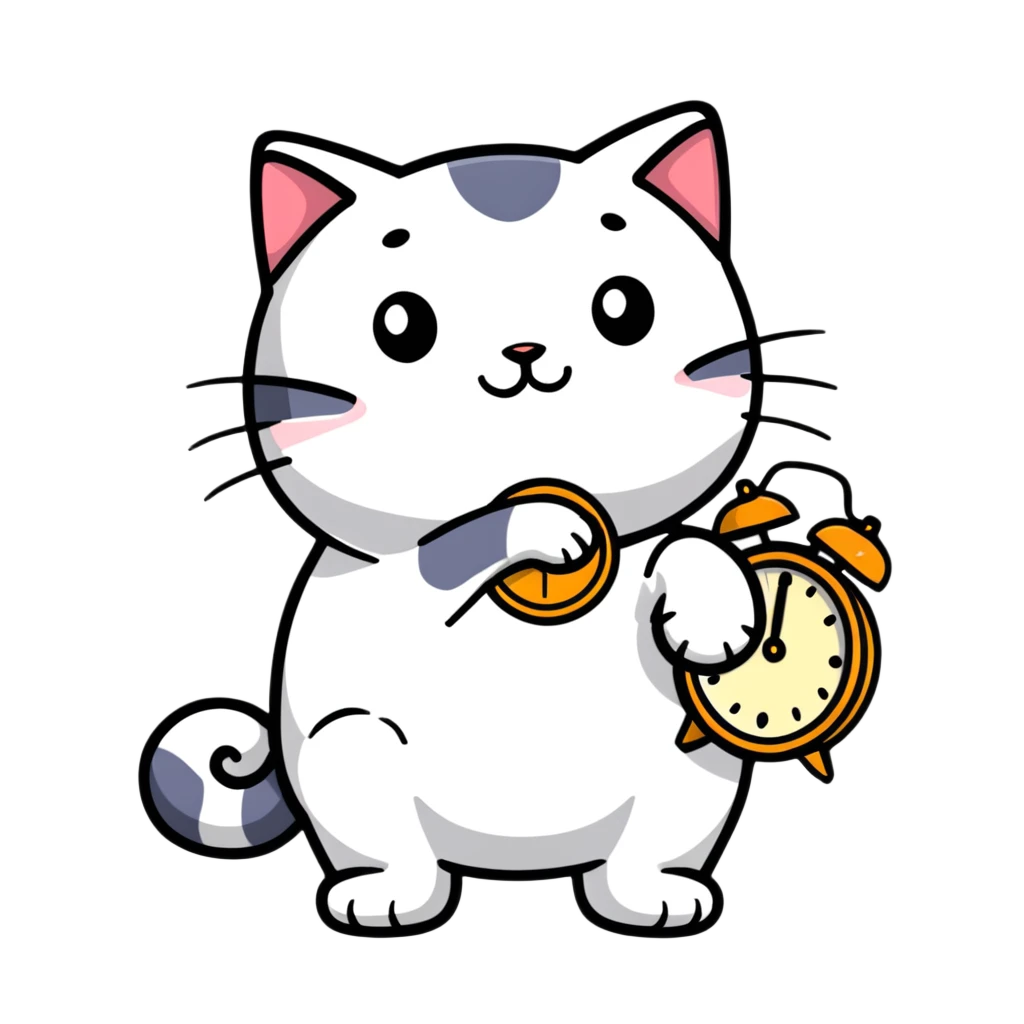 cat with a clock emoji