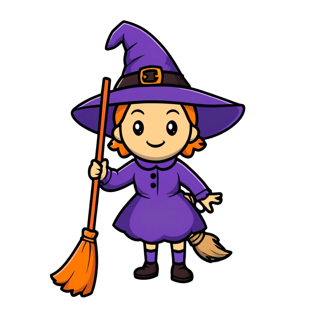 Witch cleaning emoji
