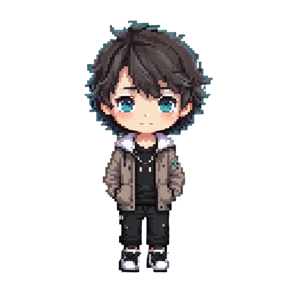 adorable chibi boy with big eyes and casual clothes emoji