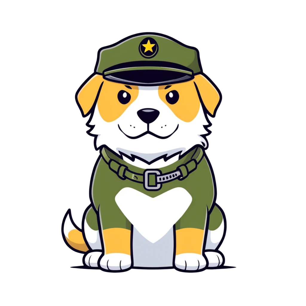 Beast waring army hat witch dog tags  emoji