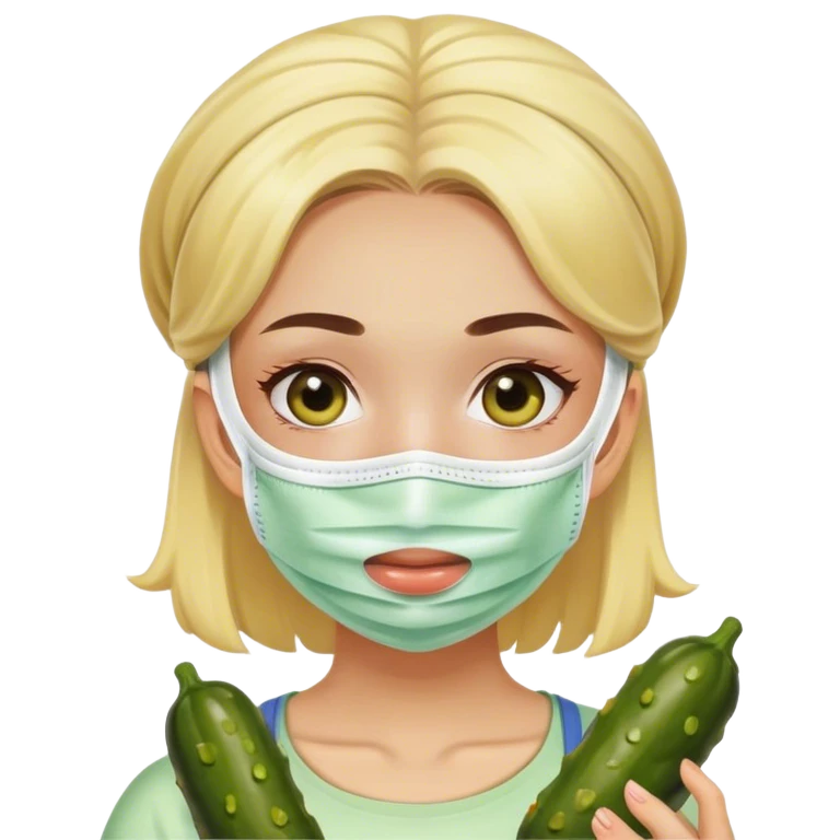 Chica con una mascarilla y pepinillos  emoji