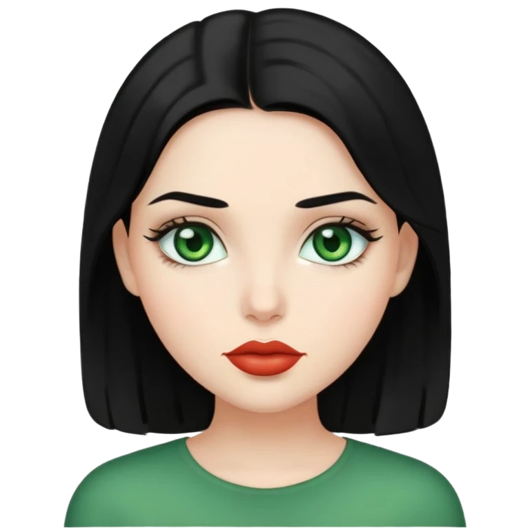 Девушка с черными волосами,зелеными глазами и пухлыми губами emoji