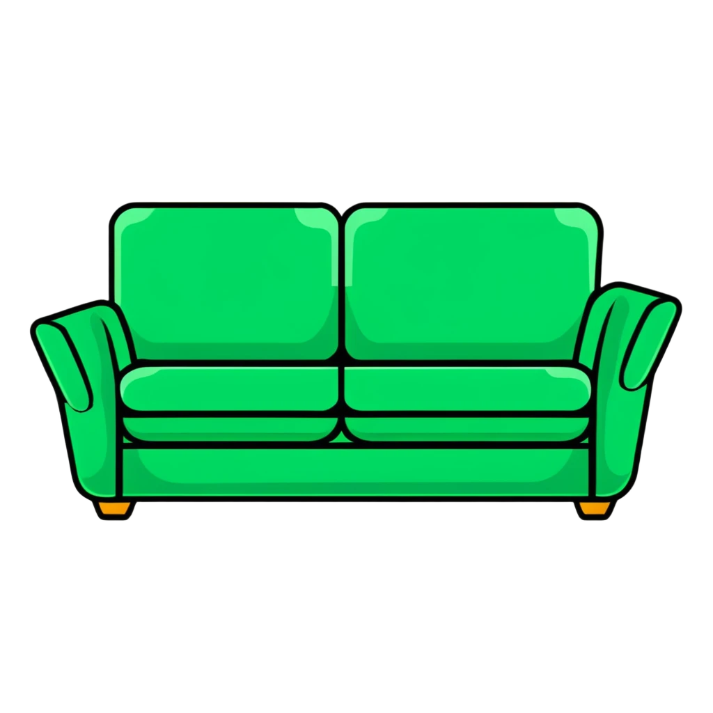 modern sofa with price tag emoji