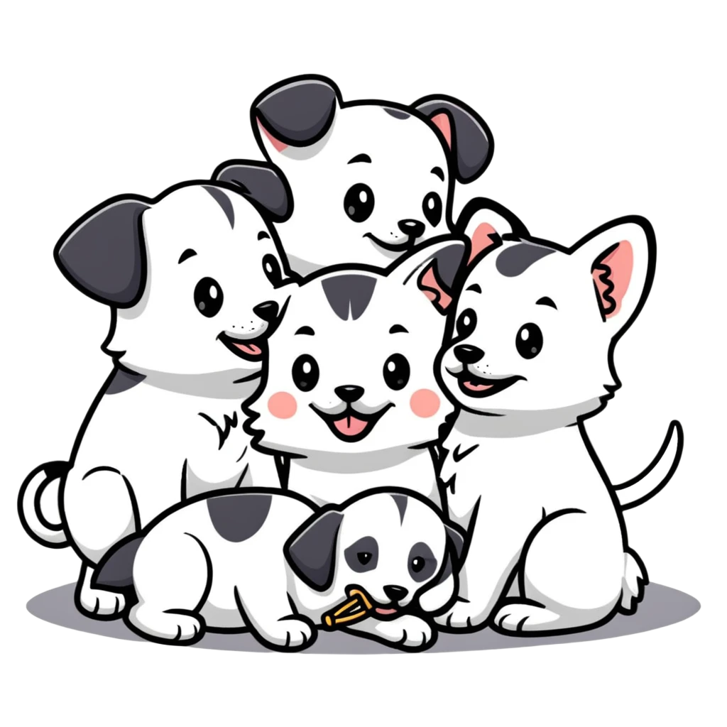 group of puppies playing emoji