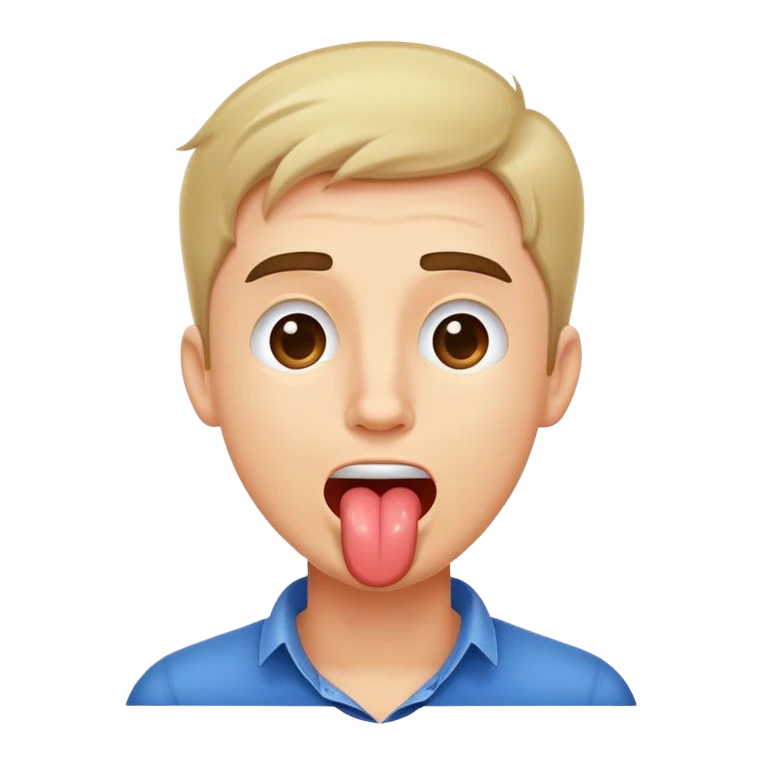 guy with his arms around his neck while sticking his tongue out emoji