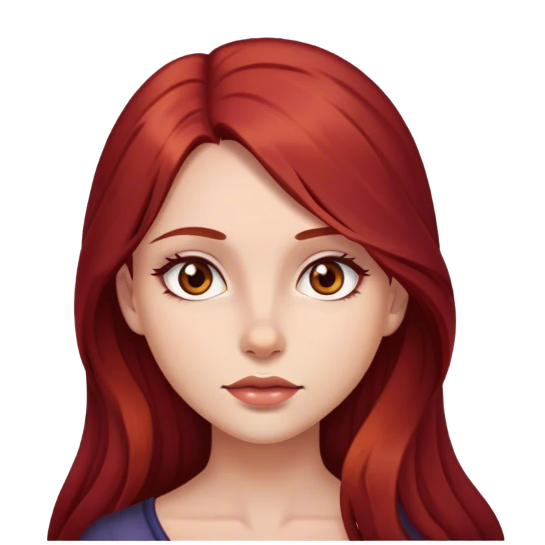 Girl with Long dark red hair and brown eyes emoji