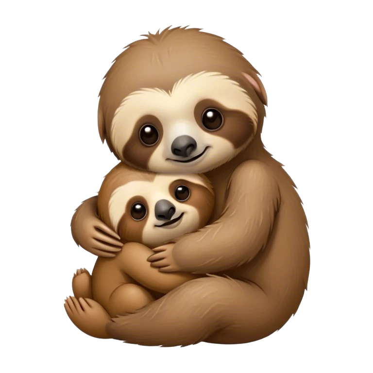 Baby sloth hugging a teddy bear emoji