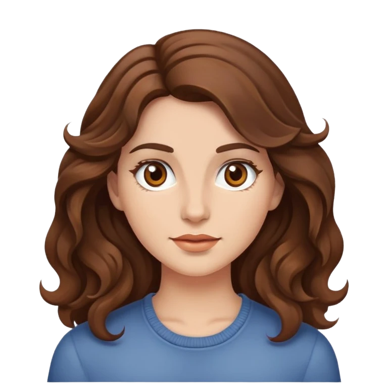 Pelo café ondulado ojos cafés flaca y aperlada emoji