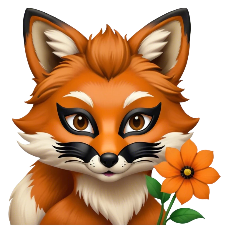 zorro con una flor emoji