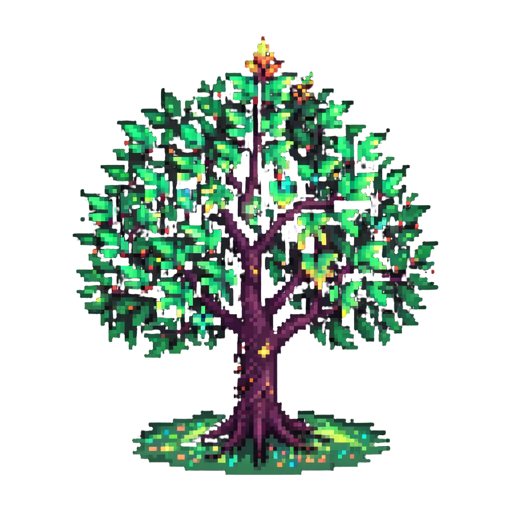 mystical tree with sparkling leaves and glowing magical aura emoji