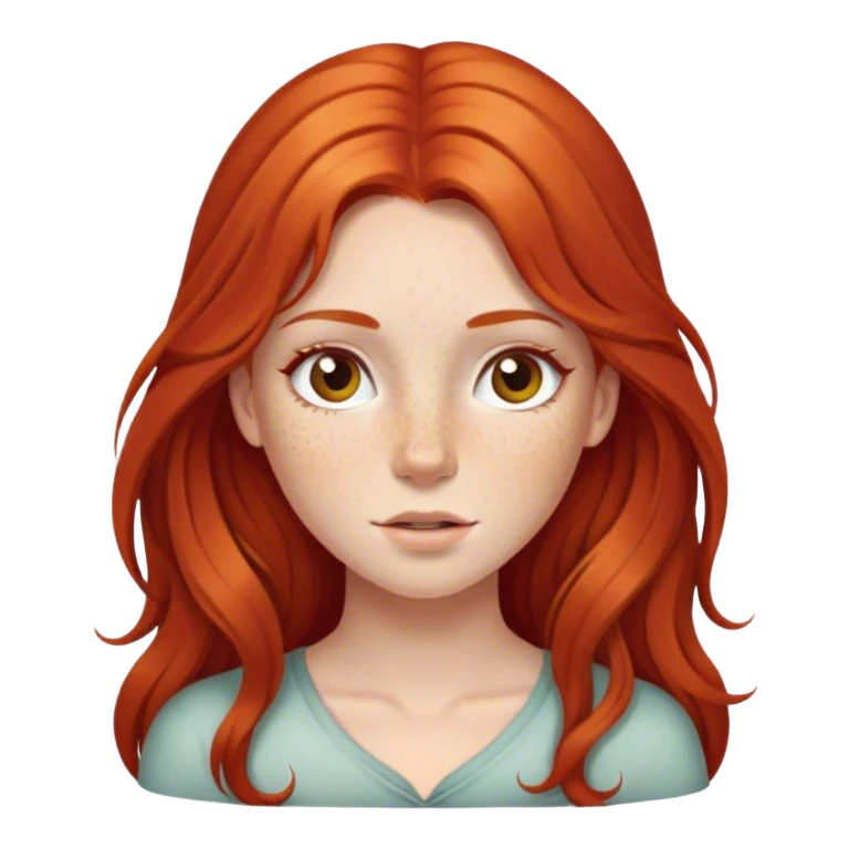 Red-haired girl with long hair and freckles emoji