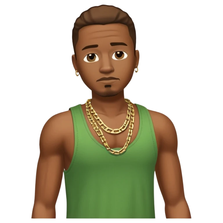 CJ from GTA San Andreas with his green tank top, jeans and chain necklace emoji