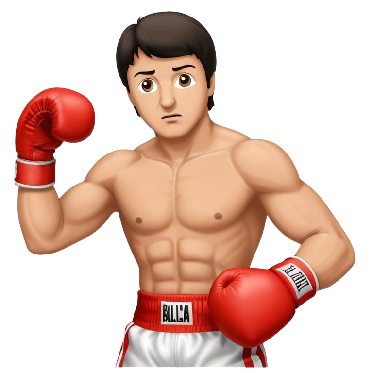 Boxing fighter Rocky Balboa with boxing gloves in fighting stance emoji