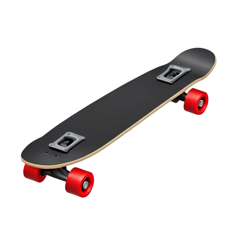 isometric angle black skateboard with red wheels emoji
