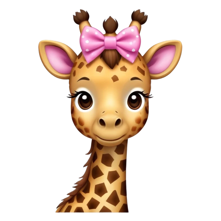 Cute giraffe with a pink bow emoji