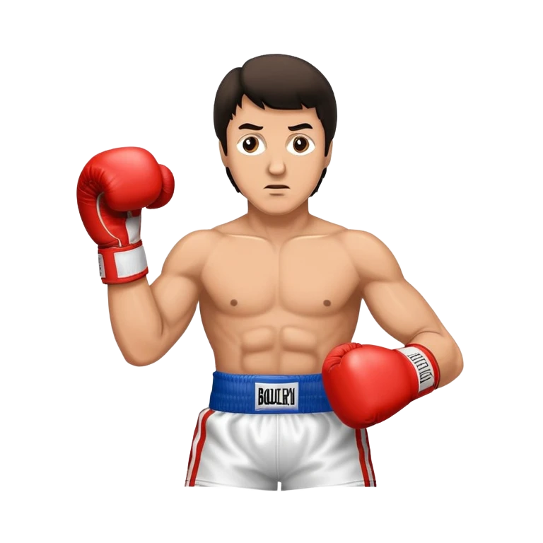Boxing fighter Rocky Balboa with boxing gloves in fighting stance emoji