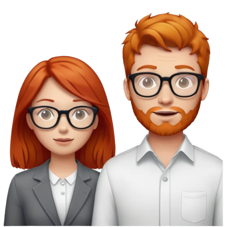 Ginger male standing next to red haired female with glssses  emoji