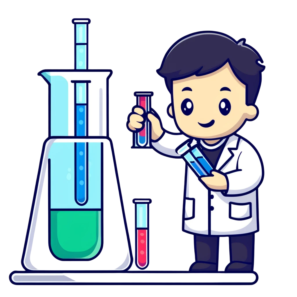 scientist comparing two test tubes labeled A and B emoji