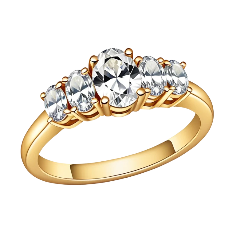 Gold Engagement ring with five oval diamonds emoji