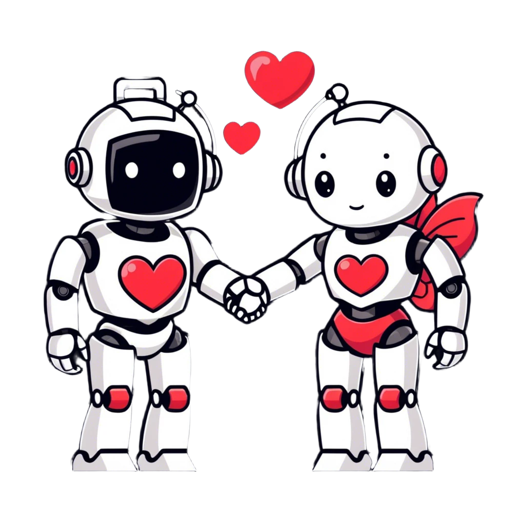 Romantic robot couple emoji