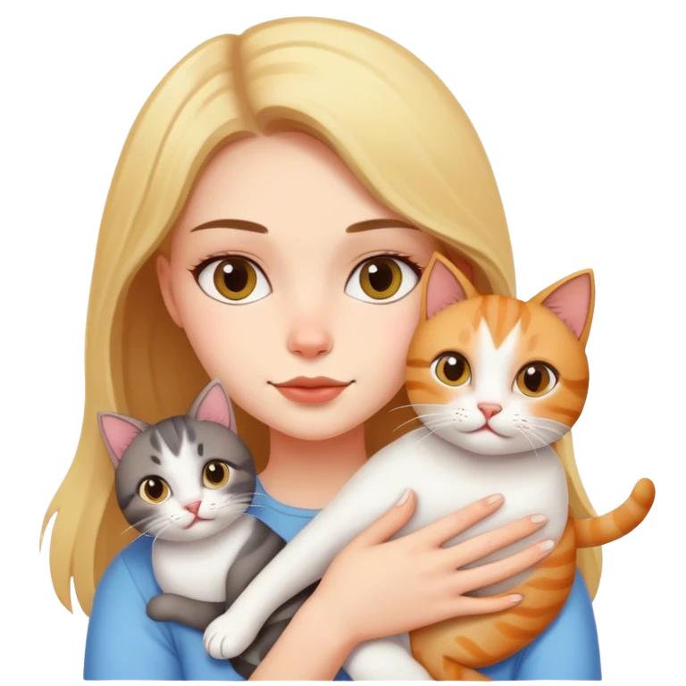 a girl with two cats emoji