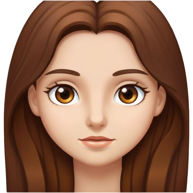 A girl with long brown hair and brown eyes  emoji