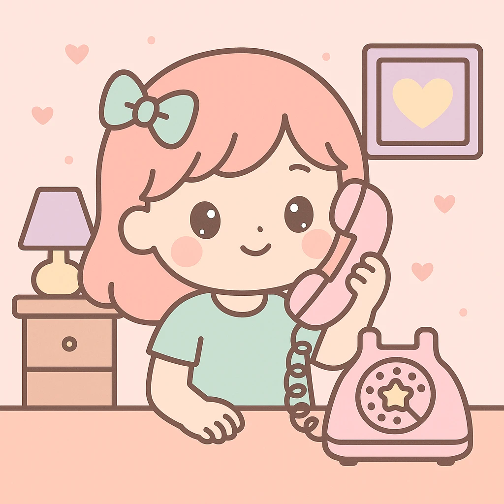 girl talking on telephone in her room emoji