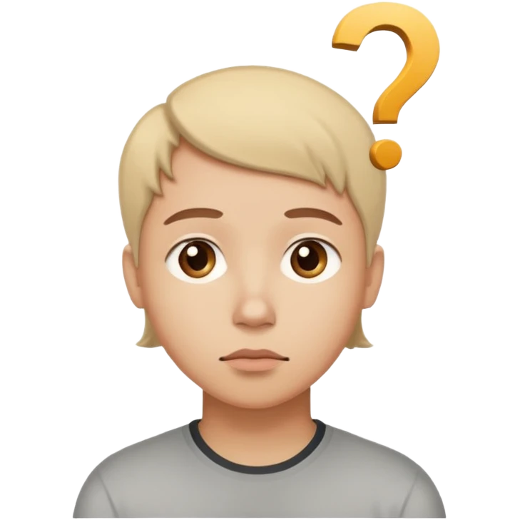 Una persona pensativa, con un signo de interrogación arriba de la cabeza emoji