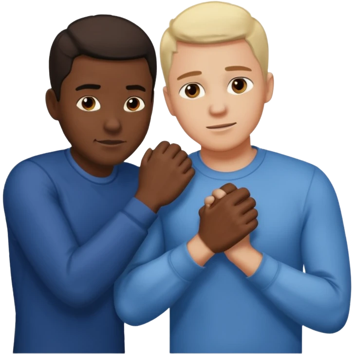 Muestra a dos personas. Uno de pie, alcanzando y firmemente halando hacia arriba a la otra persona que está agachada o en un agujero/grieta. Sus manos están entrelazadas en un agarre fuerte. El enfoque debe ser claro: un hombre ayuda a otro a levantarse o salir de una situación peligrosa. emoji