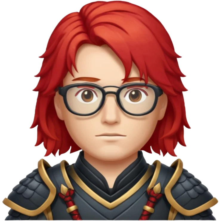 red long hair samurai with glasses emoji