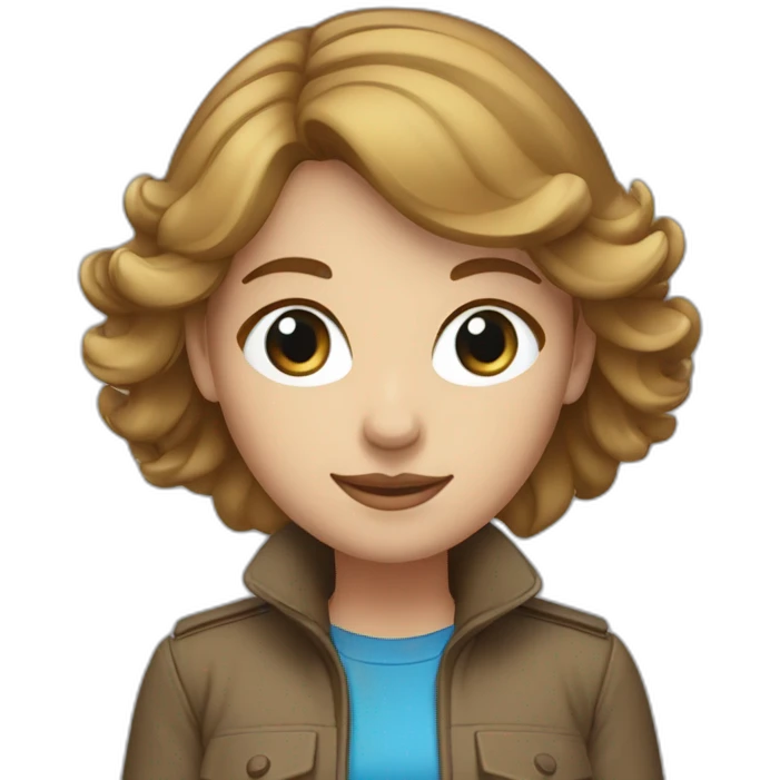 middle haired women light brown hair with light brown cap and blue eyes  emoji