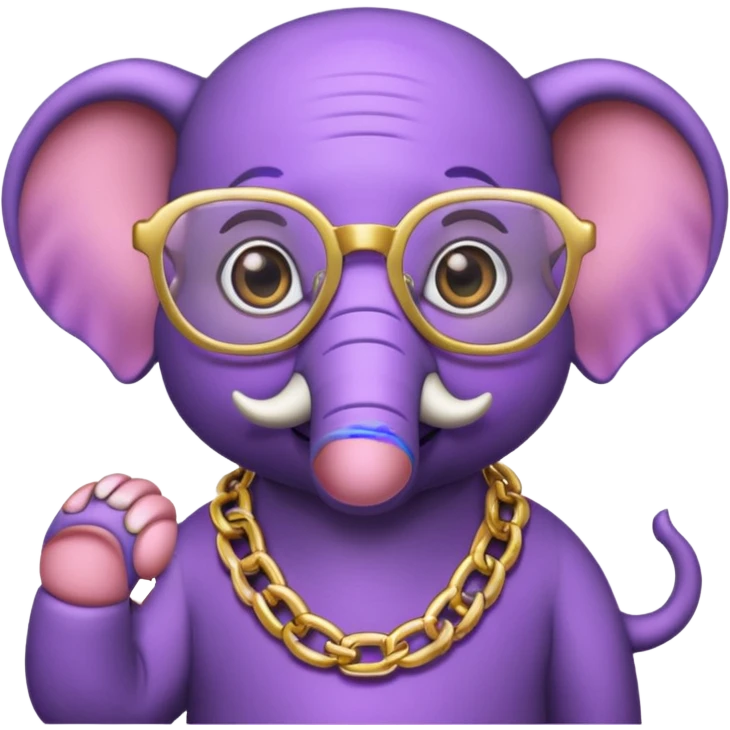 Purple elephant with a gold chain and glasses  emoji