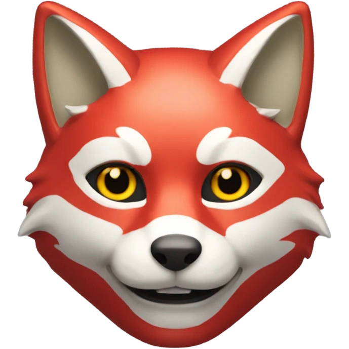 red kitsune mask, slight smile emoji