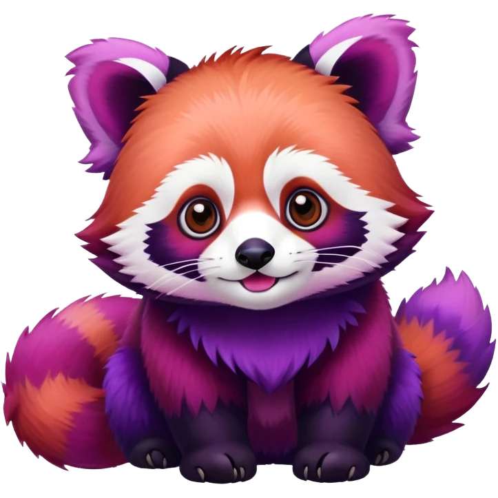 Pink and purple red panda emoji