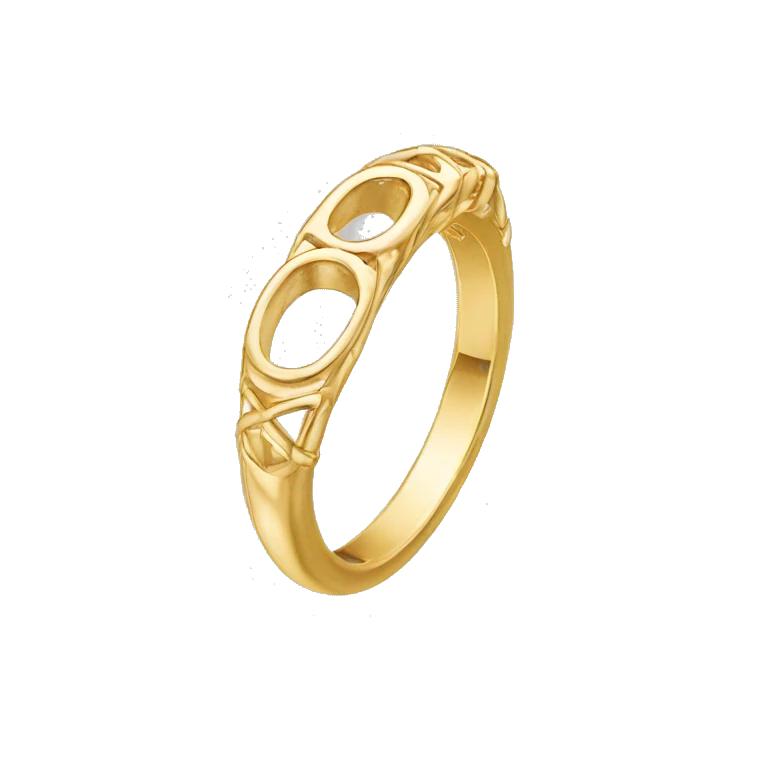 Oval trilogy gold ring emoji