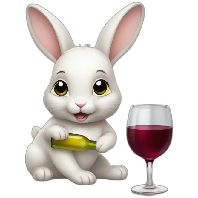 baby rabbit drinking wine emoji