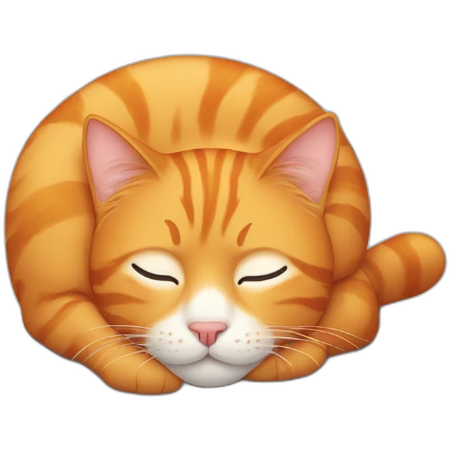 orange tabby cat with smiley, squinty eyes, sleeping emoji