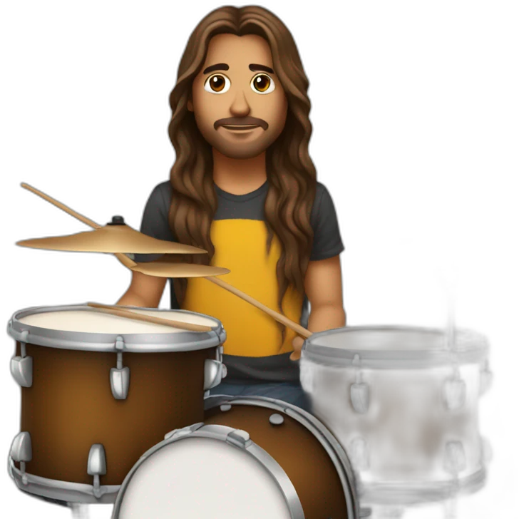Drummer with long brown hair emoji
