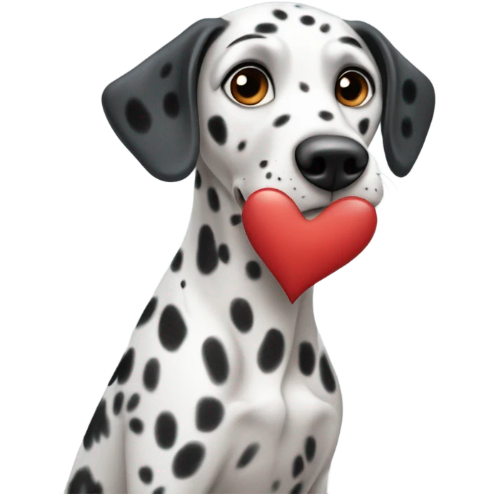 Dalmatian holding a heart emoji