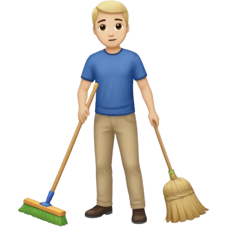 ligth man sweeping the floor emoji