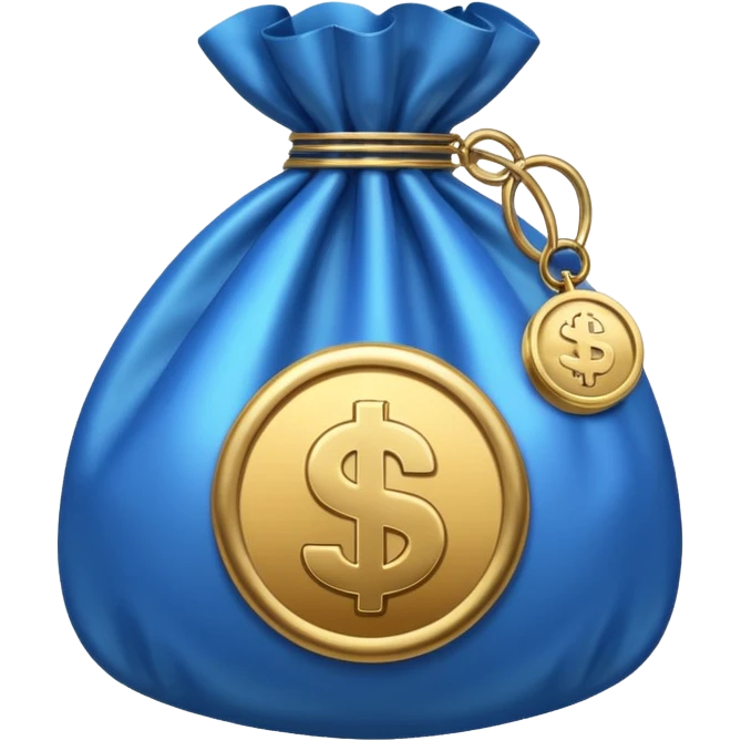 blue coins inside a money bag  emoji