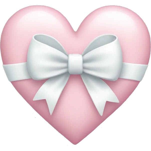 Pastel pink heart with white bow emoji