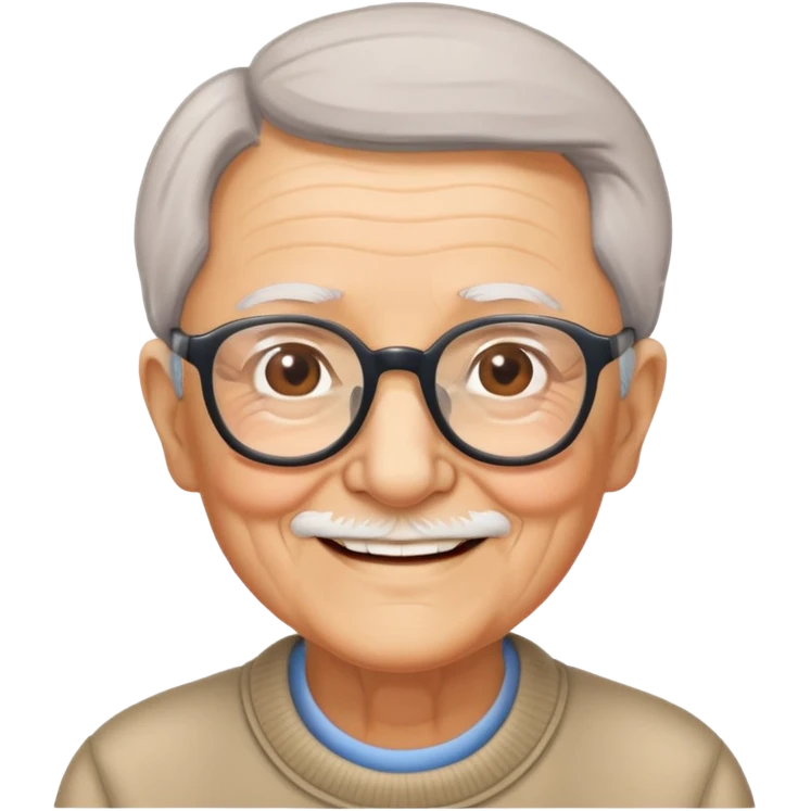 elderly grandparent with glasses and a warm smile emoji