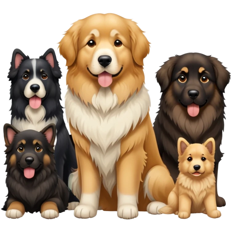 Landseer Newfoundland, golden retriever and German shepherd  emoji