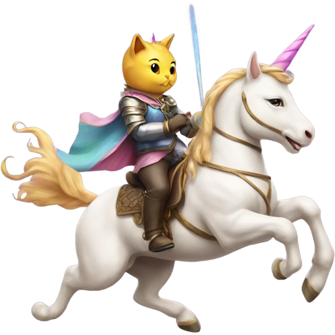 Cat riding a unicorn emoji