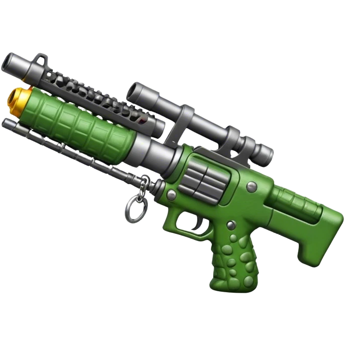 A crocodile stuffed key chain on a X-Shot minig emoji