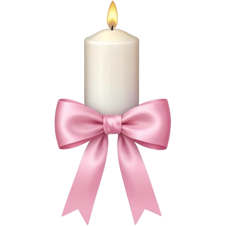 white candle with pink pastel ribbon emoji