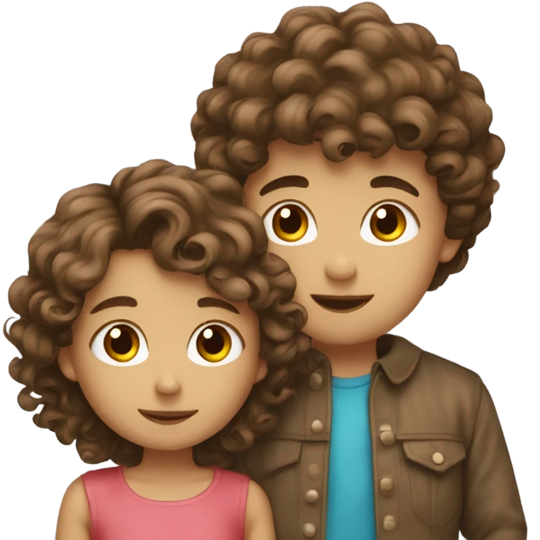 Boy ￼with brown hair kissing a girl with curly brown hair emoji