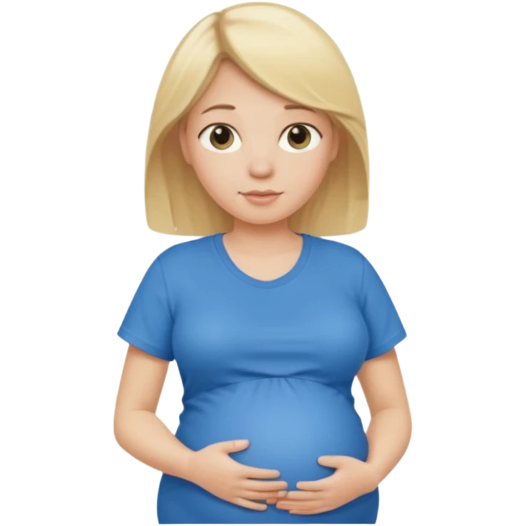 Blonde pregnant woman wearing a blue T-shirt emoji