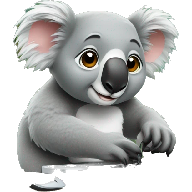 Koala is working on the computer emoji
